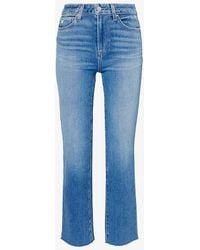 PAIGE - Cindy Raw-hem Straight-leg High-rise Stretch-cotton Jeans - Lyst