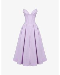 House Of Cb - Lady Plunge-Neck Stretch-Cotton Midi Dress - Lyst