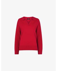 Whistles - Open-Collar Long-Sleeve Wool Jumper - Lyst