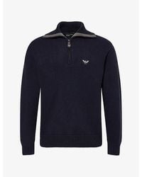 Emporio Armani - Embroidered-Logo Chunky Knitted Wool Pullover - Lyst