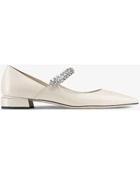 Jimmy Choo - Bing 25 Crystal-embellished Patent-leather Flats - Lyst