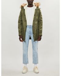Sandro Long Faux-shearling Lined Cotton Parka Coat - Green