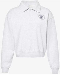 Sporty & Rich - Brand-patch Polo-collar Cotton-jersey Sweatshirt - Lyst