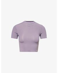 GYMSHARK - Everywear Comfort Logo-print Cropped Stretch-jersey T-shirt - Lyst