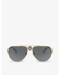 Versace - Ve2225 Aviator-frame Glass And Metal Sunglasses - Lyst