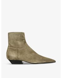 Khaite - Marfa Square-toe Suede Ankle Boots - Lyst