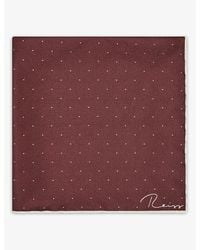 Reiss - Liam Polka-Dot Logo-Print Silk Pocket Square - Lyst