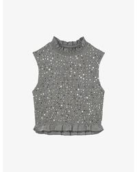 Sandro - Sequin-embellished Slim-fit Stretch-woven Top - Lyst