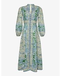 Zimmermann - Ottie Paisley-Print Linen Midi Dress - Lyst