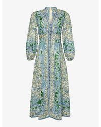 Zimmermann - Ottie Paisley-print Linen Midi Dress - Lyst