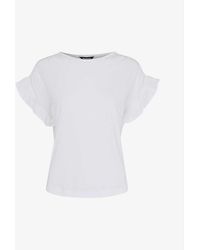 Whistles - Frilled-sleeve Drawstring-shoulder Cotton Top - Lyst