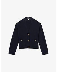 Reiss - Mila V-Neck Button-Up Wool And Cashmere-Blend Cardigan - Lyst