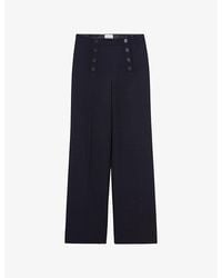 Claudie Pierlot - Flared Wide-Leg Mid-Rise Stretch-Woven Trousers - Lyst