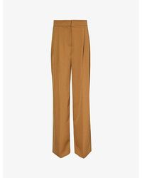 Erdem - Pressed-crease Relaxed-fit Wide-leg High-rise Woven-blend Trousers - Lyst