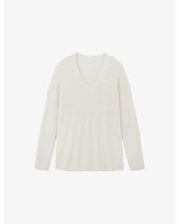 The White Company - Voop-Neck Relaxed-Fit Linen-Blend Jumper - Lyst