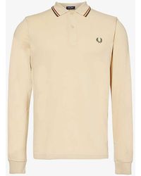 Fred Perry - Contrast-tipped Long-sleeved Cotton-piqué Polo Shirt X - Lyst