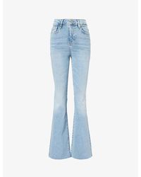 FRAME - Logo-embellished Flared-leg High-rise Organic And Recycled Stretch-denim-blend Jeans - Lyst