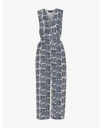Whistles - Hatch Squares Graphic-Print Sleeveless Woven Jumpsuit - Lyst