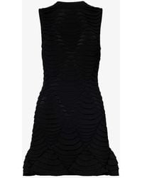 Alaïa - Python Textured Flared-hem Knitted Mini Dress - Lyst