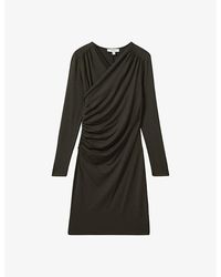 Reiss - Lisa Ruched Long-sleeved Jersey Mini Dress - Lyst