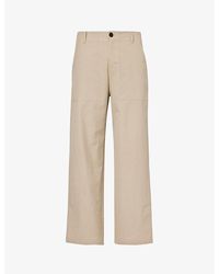 FRAME - Traveler Contrast-button Wide-leg Mid-rise Cotton Trousers - Lyst