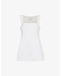 Posse - Alice Square-neck Linen Mini Dress - Lyst