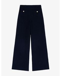 Maje - Flared High-Rise Stretch-Woven Trousers - Lyst