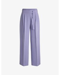 BOSS - Wide-Leg High-Rise Belted Woven Trousers - Lyst