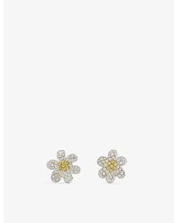 Marni - Daisy Pavé Brass Stud Earrings - Lyst
