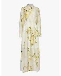 Zimmermann - Floral-pattern Linen And Silk-blend Midi Dress - Lyst