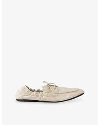 Prada - Shuffle Antiqued Leather Boat Loafers - Lyst
