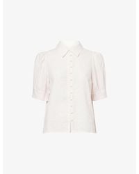 ME+EM - Puff-Sleeve Collared Linen-Blend Blouse - Lyst
