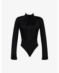 House Of Cb - Neneh High-Neck Satin Bodysuit Xs (A-C Cup) - Lyst