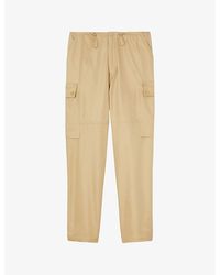 Sandro - Patch-pocket Elasticated-waist Cotton-blend Cargo Trousers - Lyst