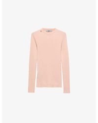 Prada - Brand-Plaque Slim-Fit Wool Jumper - Lyst