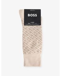 BOSS - Ankle-Rise Pack Of Two Stretch-Cotton Blend Socks - Lyst