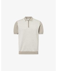Arne - Herringbone Zip-Up Cotton-Knit Polo Top - Lyst