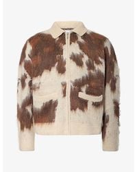 Obey - Cow-Print Zip-Up Knit Cardigan - Lyst