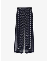 Maje - Paisley-Print Wide-Leg Woven Trousers - Lyst