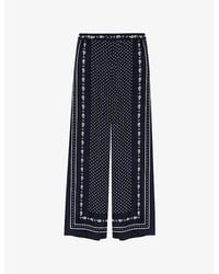 Maje - Paisley-Print Wide-Leg Woven Trousers - Lyst