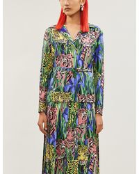 Gucci Feline Garden-print Silk-satin Shirt - Multicolor