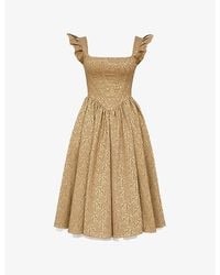 House Of Cb - Alessandra Damask-Pattern Satin-Jacquard Midi Dress - Lyst