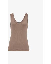 Reiss - Cotton Violet Scoop-neck Ribbed Stretch Vest, Size: - Lyst