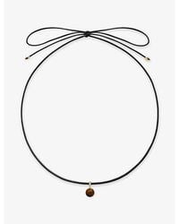 Monica Vinader - Round 18Ct Vermeil And Tiger's Eye Gemstone Pendant Cord Necklace - Lyst
