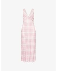 Reformation - Beauden Check-Print Crepe Midi Dress - Lyst