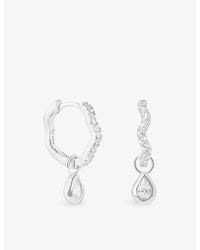 Astrid & Miyu - Crystal Ripple-Plated Sterling Pear Charm Huggie Earrings - Lyst
