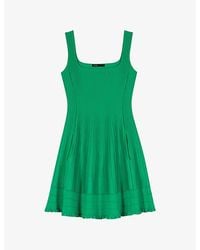 Maje - Structured-Rib Knitted Skater Dress - Lyst