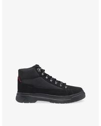 HUGO - Lace-Up Suede And Canvas Boots - Lyst