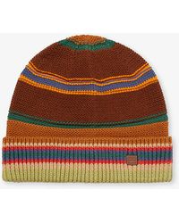 Acne Studios - Striped Logo-patch Cotton-knit Beanie - Lyst