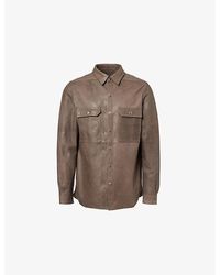 Rick Owens - Two-Buttoned-Pockets Curved-Hem Relaxed-Fit Leather Overshirt - Lyst